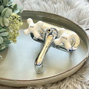 Bathroom Faucet Porcelain Knobs Vintage Design‎ Hot/Cold Double Handles